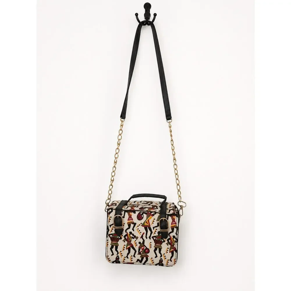 African Tribal Print Box Crossbody Purse Top Handle Satchel Novelty Handbag